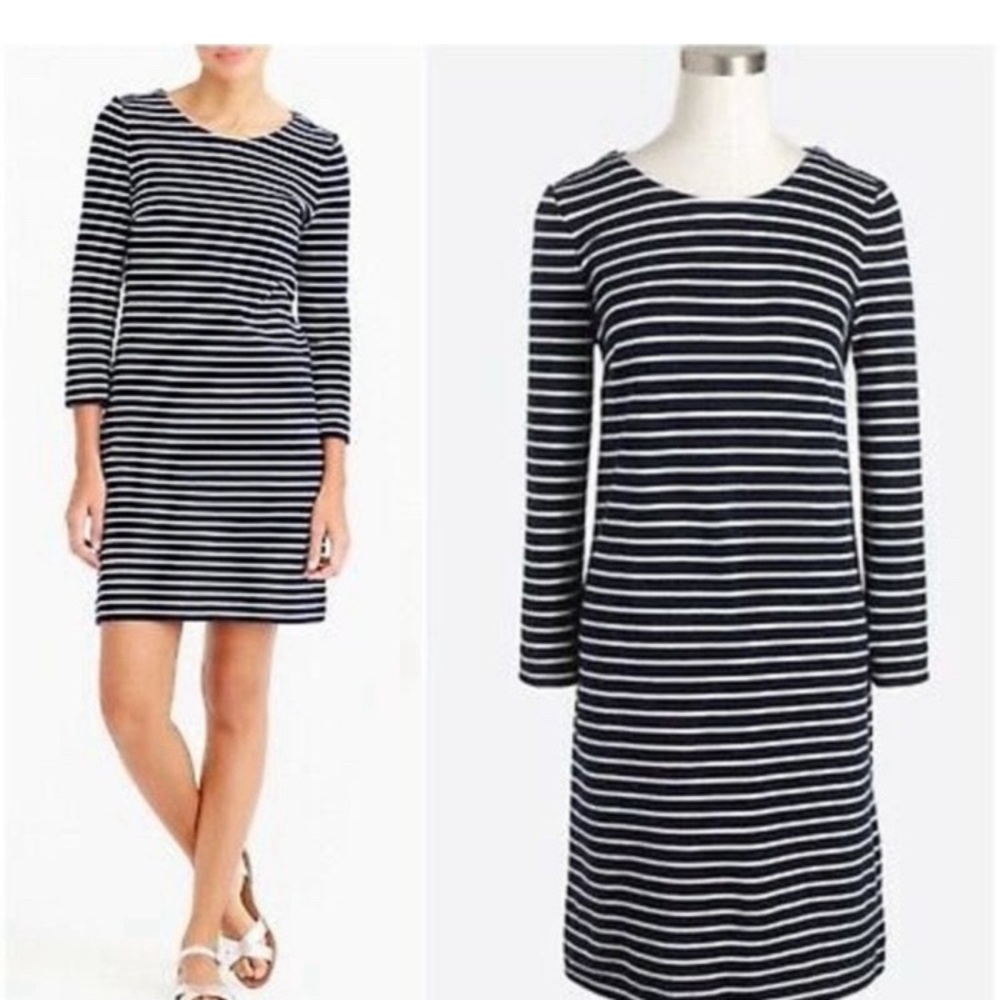 J.crew size XXS maritime stripe navy white nautical shift cotton dress